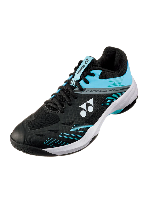 Yonex Badminton Shoe Power Cushion Cascade Accel Wide Unisex (Black/Ice Blue)