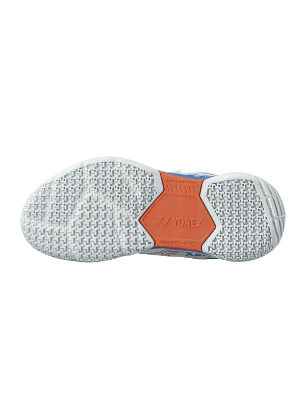 Yonex Badminton Shoe Power Cushion Strider Flow Belt Junior (White/Sky Blue) - Image 2